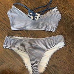 Blue striped bikini only worn once